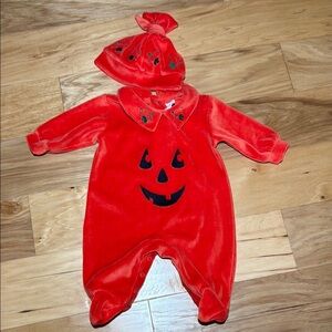 Vtg Talbots Pumpkin Halloween Footie Jumper